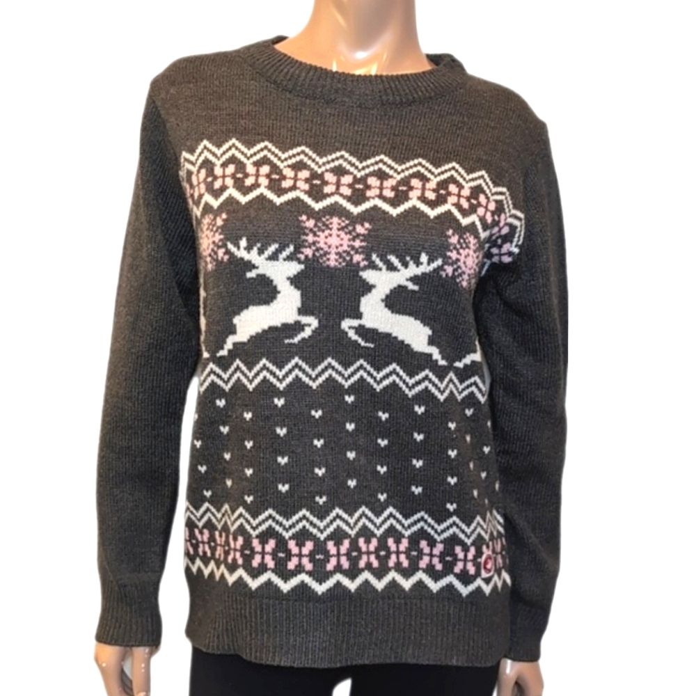 Canada Weathergear Winter Knit Sweater Nordic  Christmas Reindeer Snowflake L
